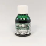 Green bottle of Verdigris water-soluble paint with a white cap and labeled packaging (25 mL)