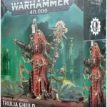 Warhammer 40,000 Adeptus Mechanicus ThulIa Ghuld miniature model box on a teal background box art and logo visible on the sides.