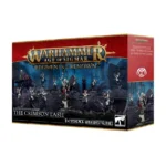 Box art for Warhammer Age of Sigmar: Regiments of Renown – The Crimson Lash, a Daughters of Khaine set with 11 Citadel miniatures and the Warhammer logo visible.