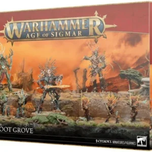 Warhammer Age of Sigmar Strongroot Grove box art showing tree-like Sylvaneth miniatures on a rocky diorama.