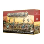 Warhammer Age of Sigmar box set: Regiments of Renown — The Twisted Branch, featuring 9 Citadel miniatures on a rocky battlefield scene in vibrant colors.